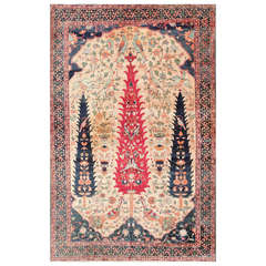 Antique Persian Silk Prayer Kerman Rug