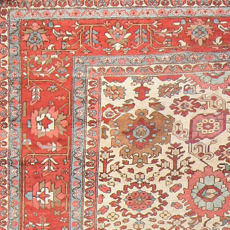 19th Century Antique Oversized Ivory Bakshaish Rug