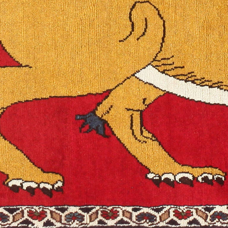 20th Century Vintage Persian Qashqai Lion Rug