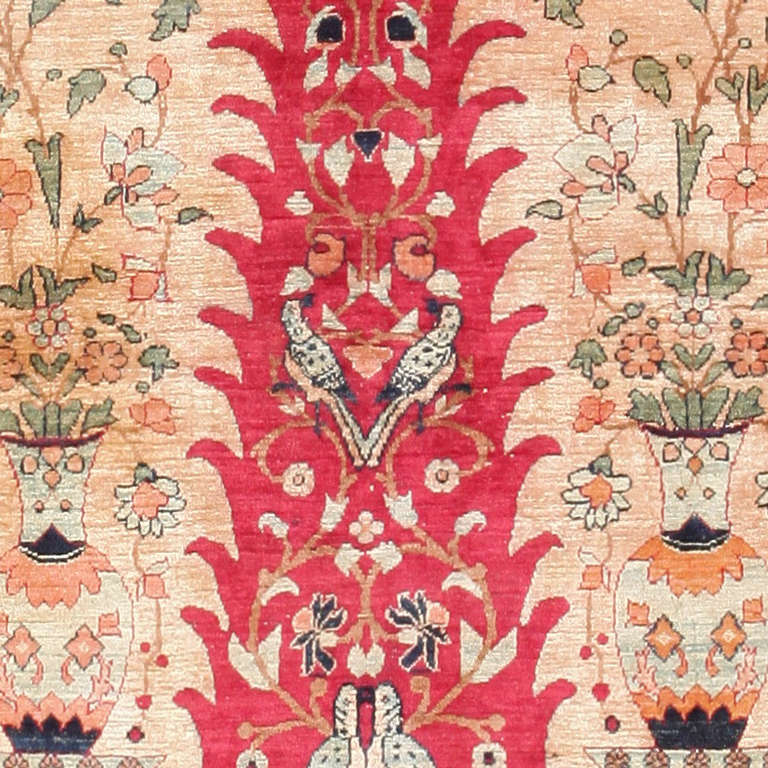 Antique Persian Silk Prayer Kerman Rug