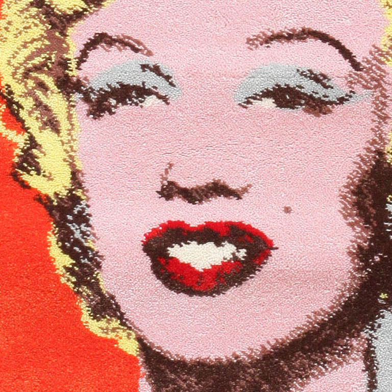 Ege Art Rug of Marilyn Monroe by Andy Warhol - Andy Warhol is one of the most important and celebrated American artists of the twentieth century. He is especially well known for his innovations in pop art, in which Warhol explores familiar,