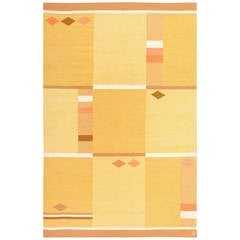 Yellow and Orange Vintage Swedish Rug by Anna Joanna Angstrom