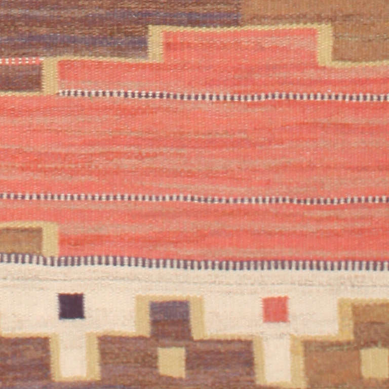 20th Century Vintage Swedish Flat-Woven Kilim by Marta Maas Fjetterström