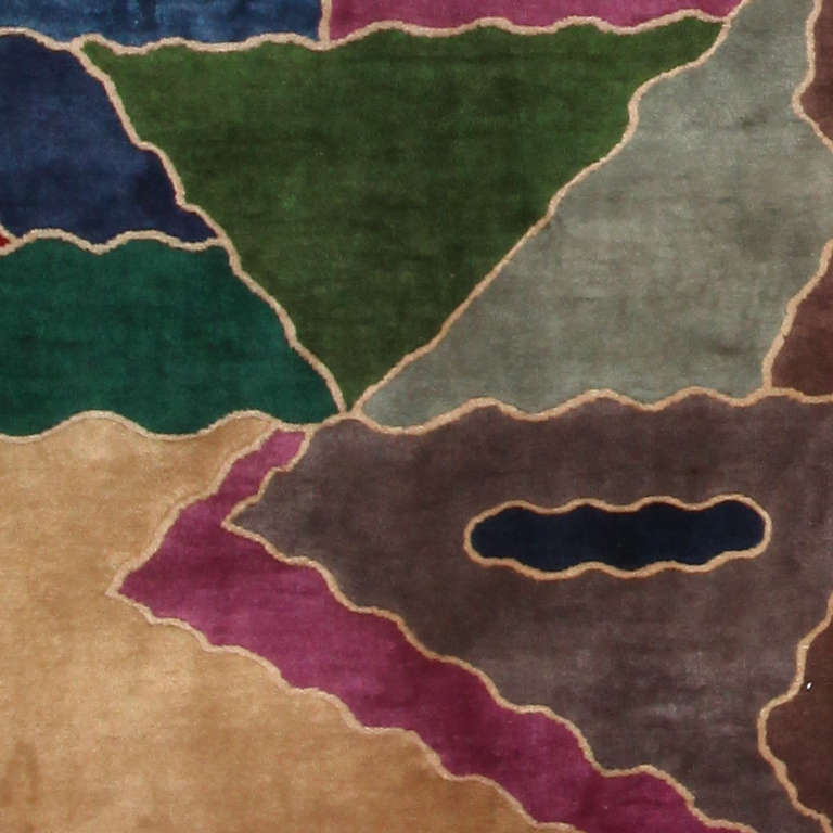 Hand-Woven Art Deco Chinese Carpet