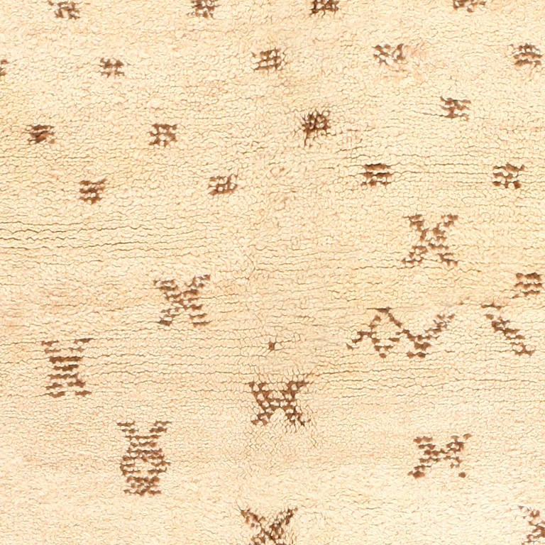 Mid-Century Modern Ivory Vintage Moroccan Carpet