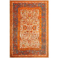 Light Blue Antique Turkish Oushak Carpet
