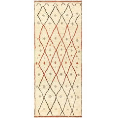 Ivory and Red Vintage Moroccan Rug