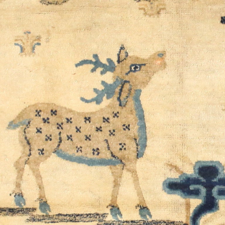 20th Century Antique Chinese Animal Scene Carpet