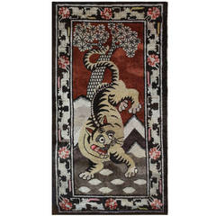 Antique Tibetan Rug with Tiger Design