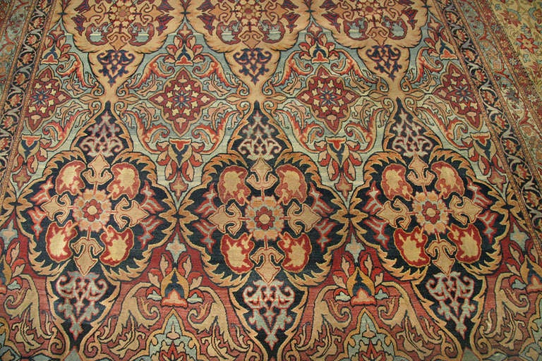 Hand-Knotted Antique Persian Kerman Carpet