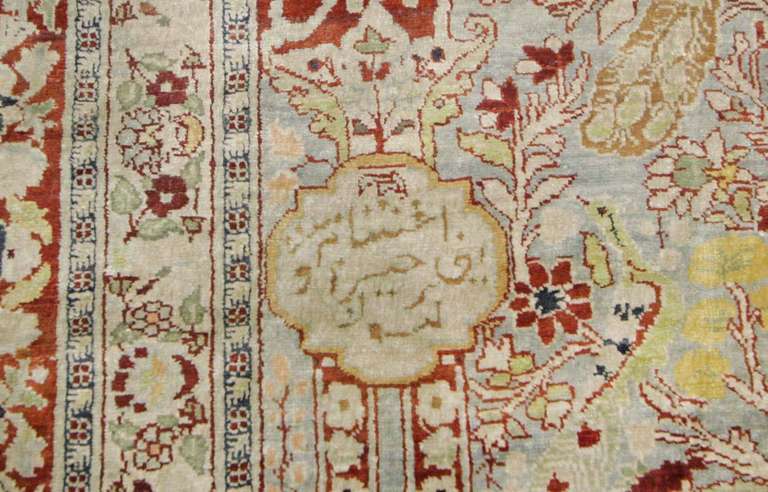 Antique Silk Tabriz Persian Rug 2