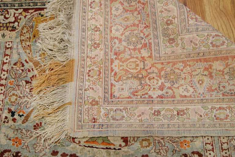 Antique Silk Tabriz Persian Rug 1