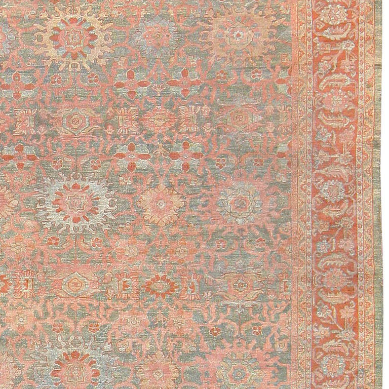 Antique Grey Blue Background Persian Sultanabad Rug 2