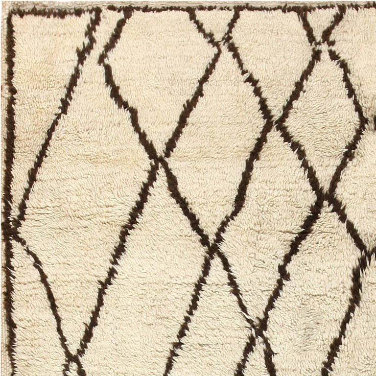 Ivory and Brown Beni Ourain Rug Morocco For Sale at 1stdibs