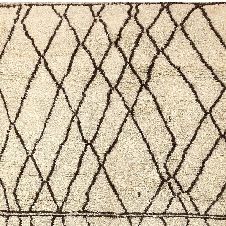 Ivory and Brown Beni Ourain Rug Morocco For Sale at 1stdibs