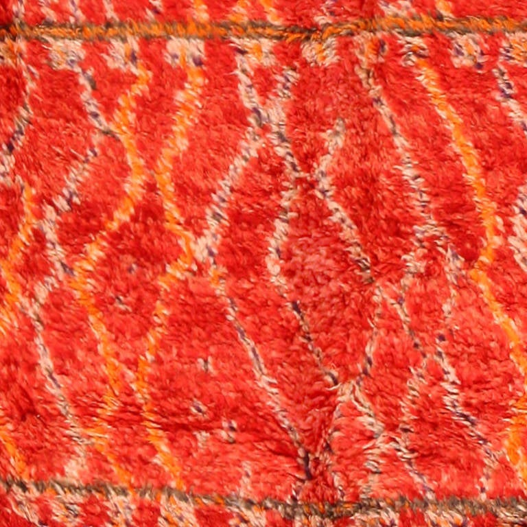 Mid-Century Modern Red Vintage Berber Moroccan Carpet