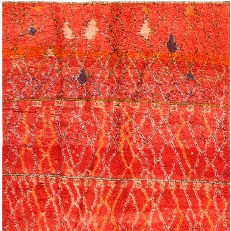 Red Vintage Berber Moroccan Carpet 1
