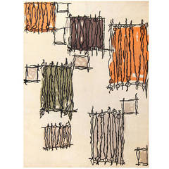 Vintage Geometric Hooked Rug 3