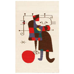 Joan Miro Inspired Mid-Century Tapestry Rug