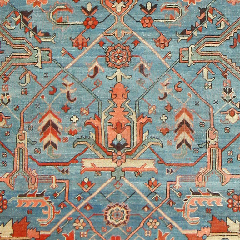 Antique Persian Heriz Serapi Rug, Origin: Persia, Circa: Final Quarter of the 19th Century - Here is a an alluring, beautifully woven antique rug - an antique Heriz Serapi carpet, woven in Persia during the final decades of the nineteenth century.