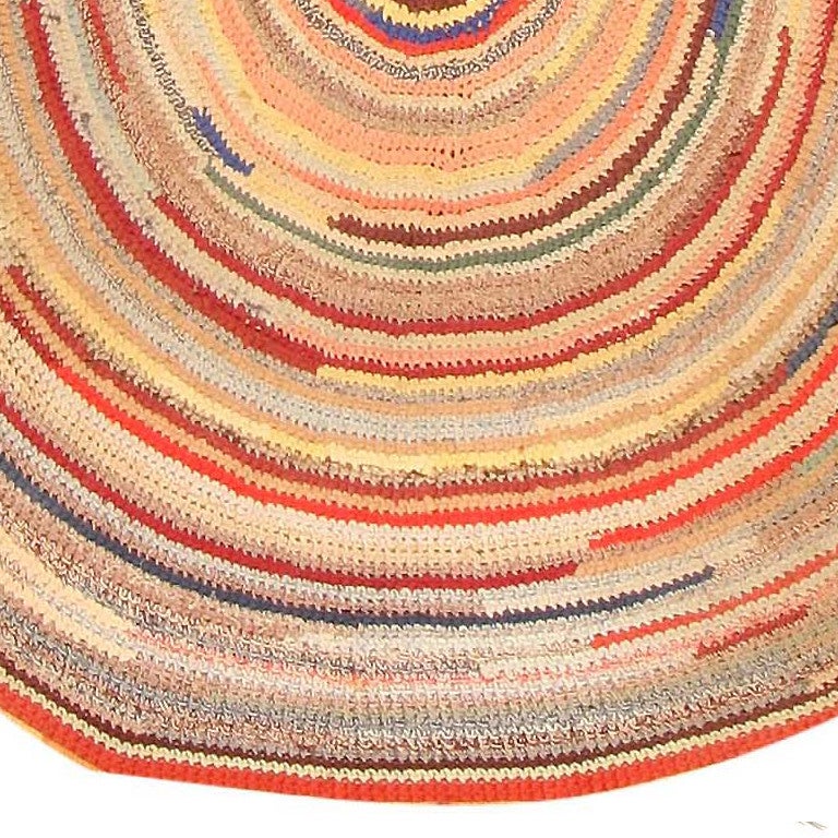 Antique American Braided Rag Rug For Sale at 1stdibs