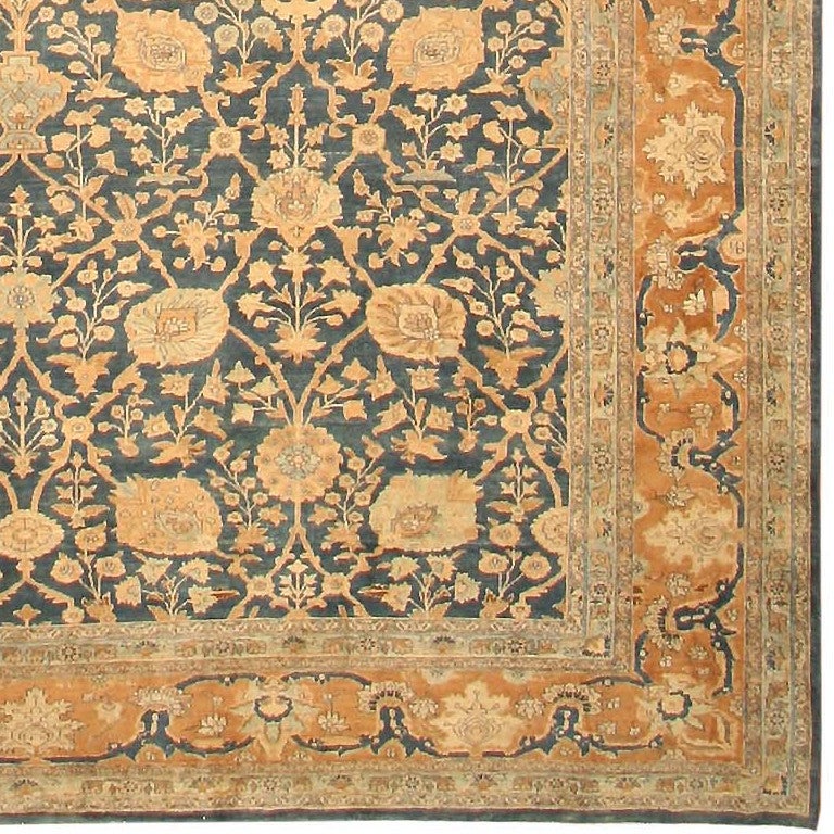 Antique Tabriz, Persia, late 19th century.

Renowned for one of the most venerable weaving traditions in Persia, the carpets of Tabriz represent a tradition reaching back some 500 years or more. This sumptuous antique Tabriz has a complex trellis