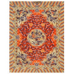 Antique Chinese Metallic and Silk Rug