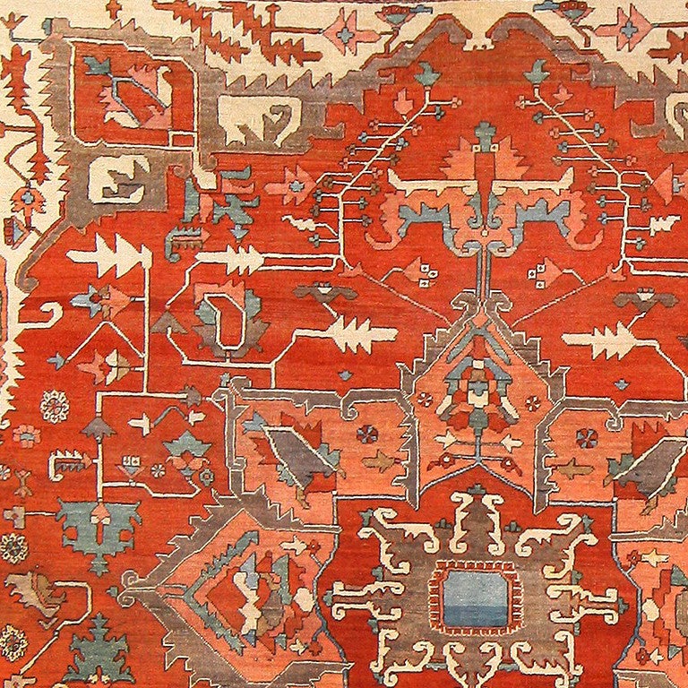 Wool Antique Persian Heriz Serapi Rug