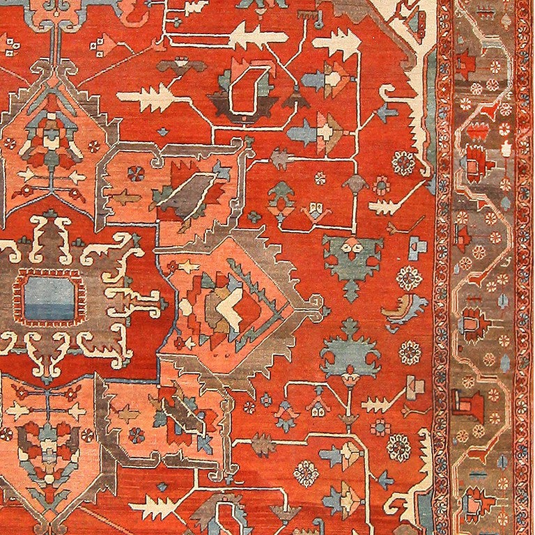 Antique Persian Heriz Serapi Carpet, Origin: Persia, Circa: Turn of the 20th Century - Here is a beautiful and exceptionally woven antique rug - an antique Heriz Serapi carpet that was woven in Persia around the turn of the twentieth century. An