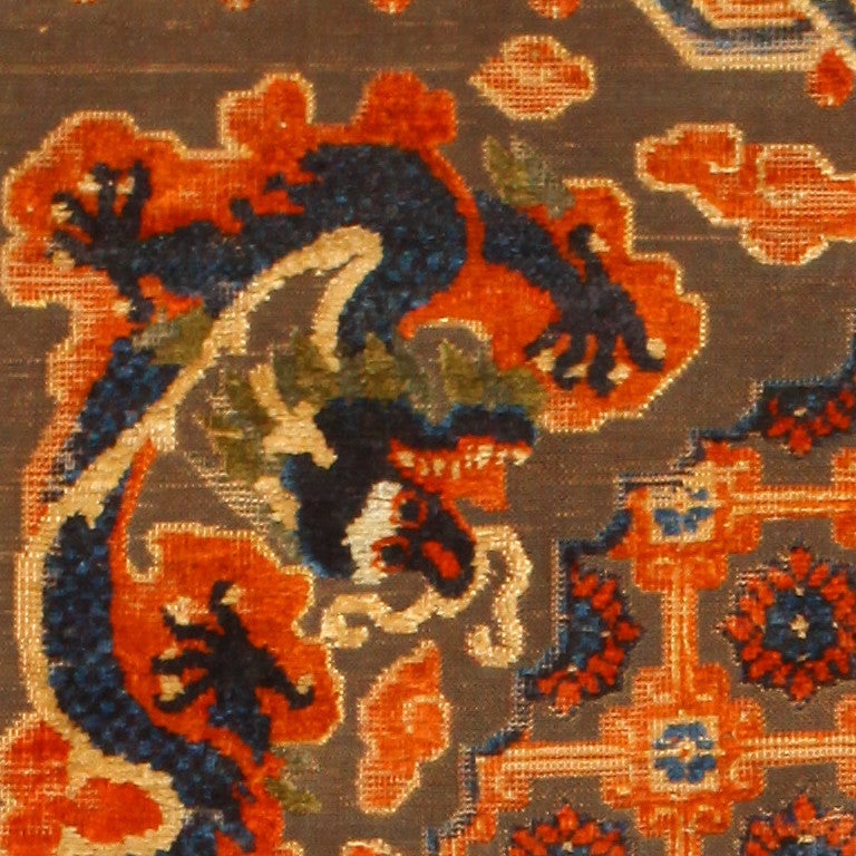 Metallic Thread Antique Chinese Metallic Silk Rug