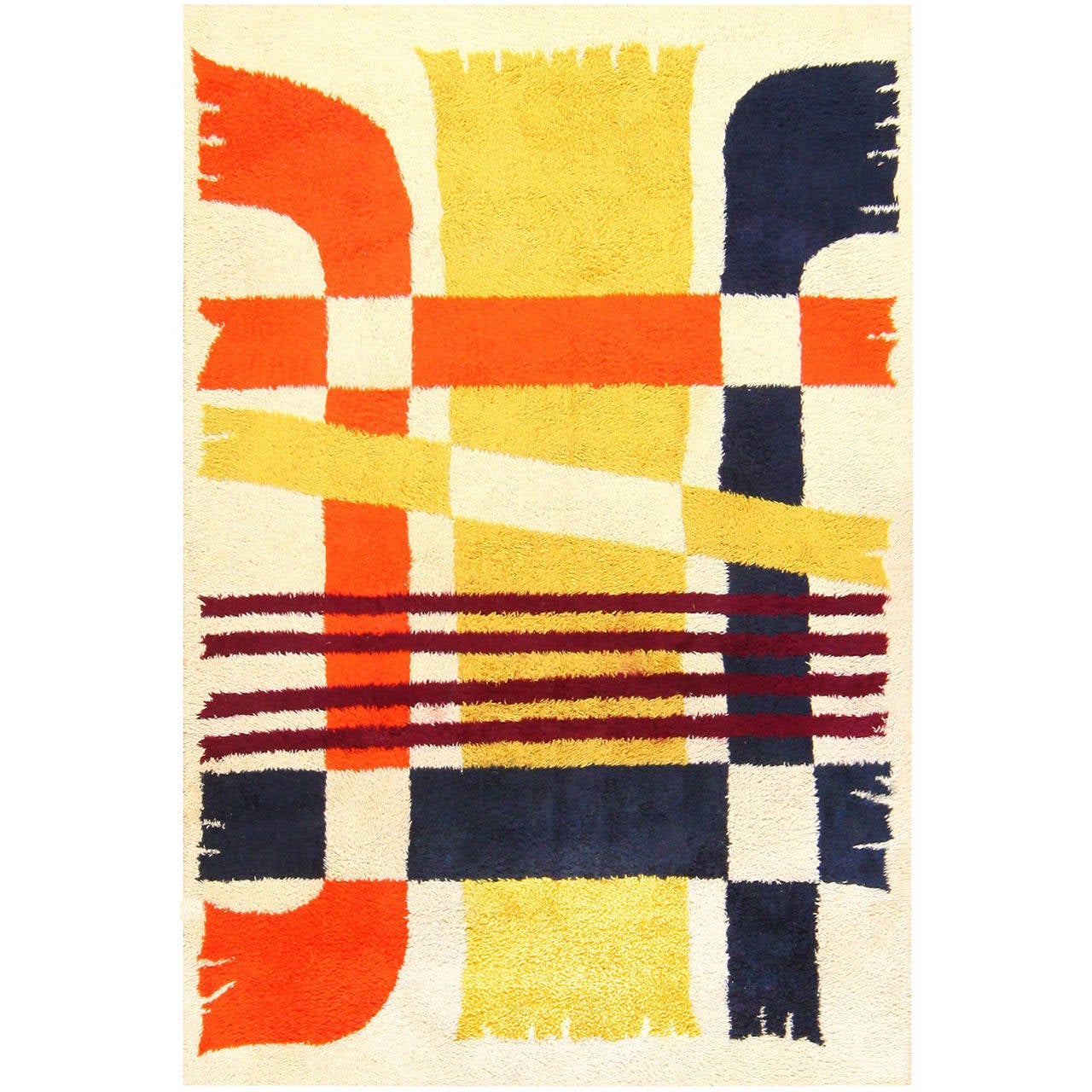Vintage Scandinavian Rya Rug at 1stDibs