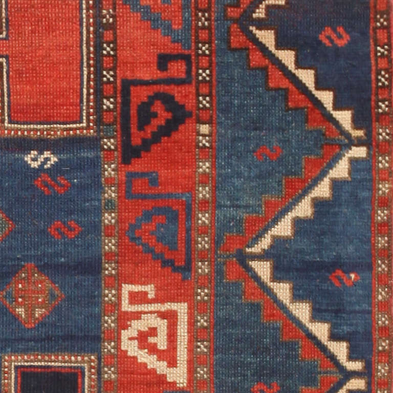 Antique Kazak Caucasian Rug In Excellent Condition In New York, NY