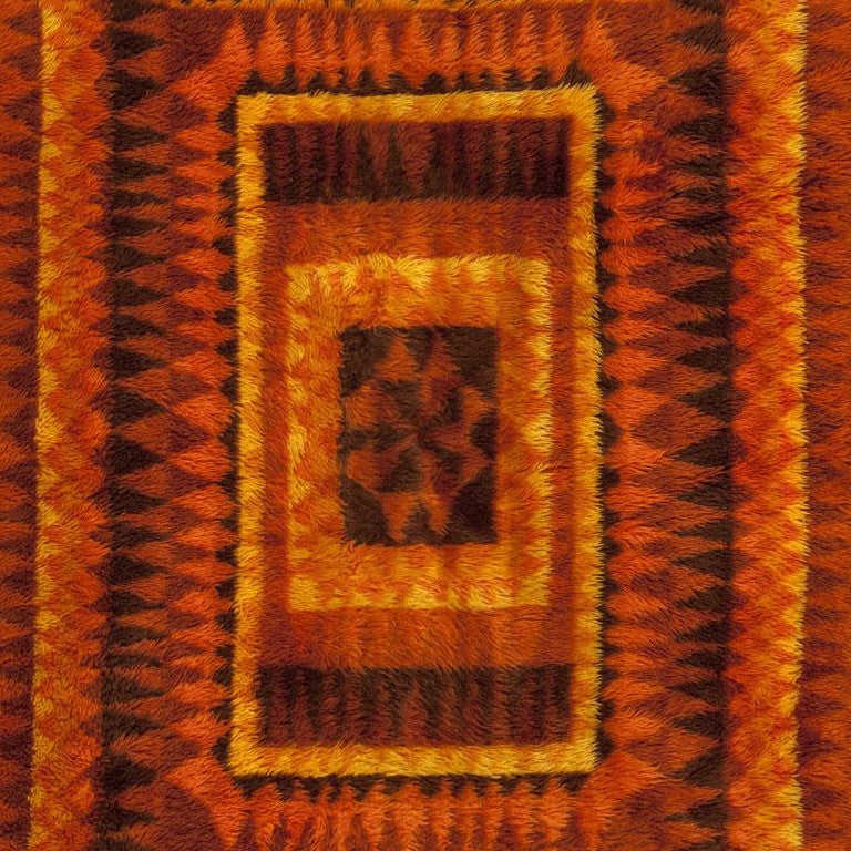 Mid-Century Modern Vintage Rya Scandinavian Rug