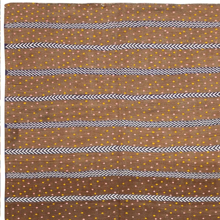 Hand-Woven Vintage Moroccan Flat-Weave Rug