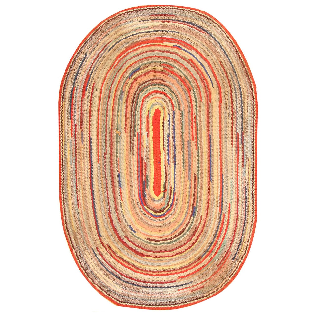 Antique American Braided Rag Rug For Sale at 1stdibs