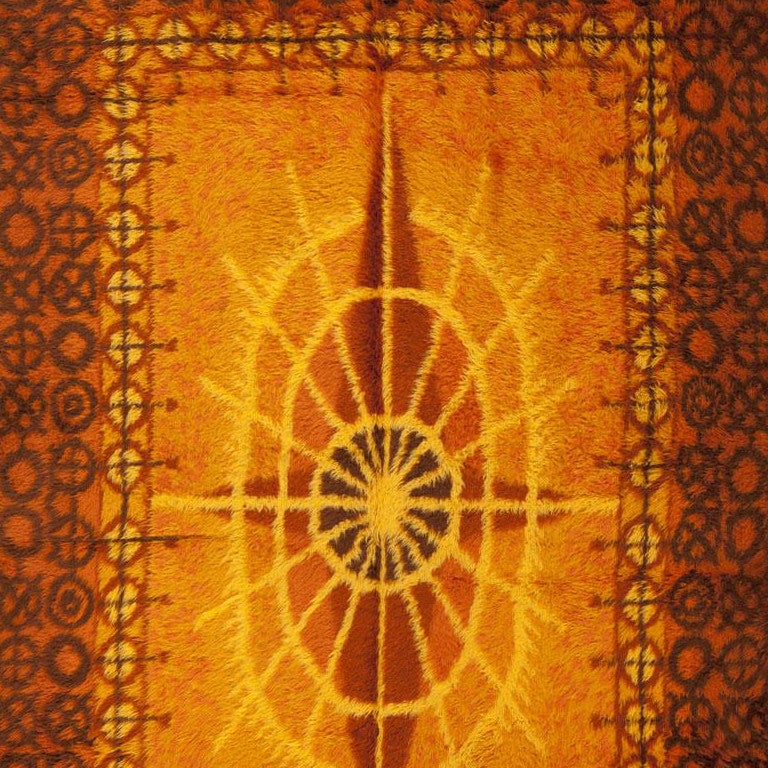 Hand-Woven Vintage Rya Rug