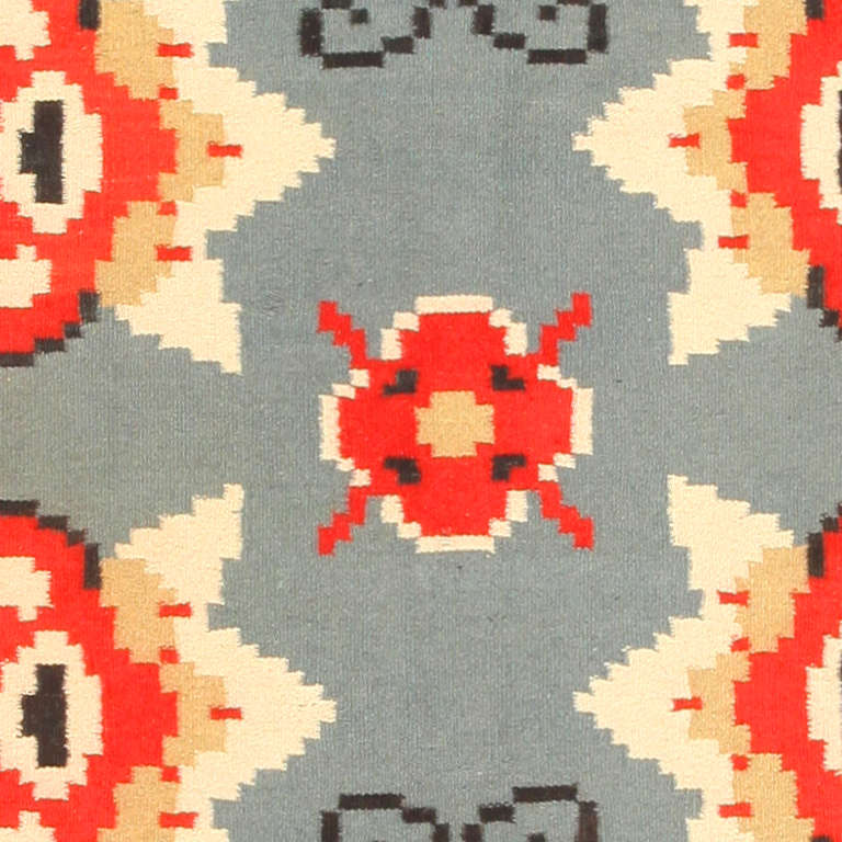 This marvelous vintage Swedish Kilim is folksy, whimsical and fully captures the spirit of historic Scandinavian designs and regional handcrafts. In keeping with the goals of Sweden's handcraft revival, this splendid floral carpet depicts whimsical