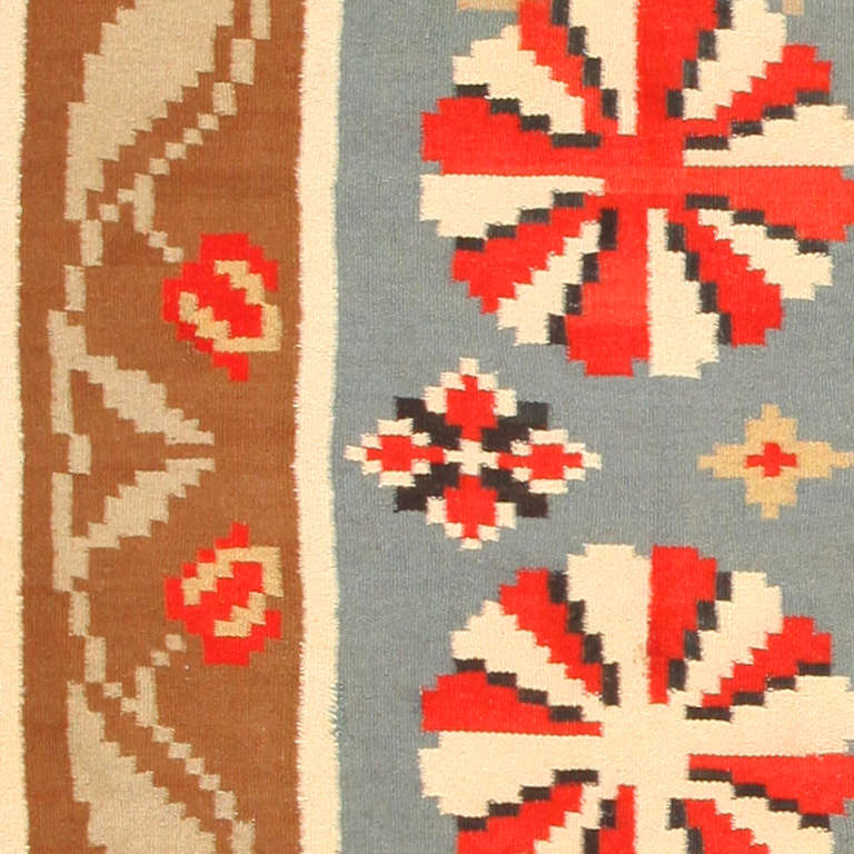 Hand-Knotted Vintage Swedish Kilim