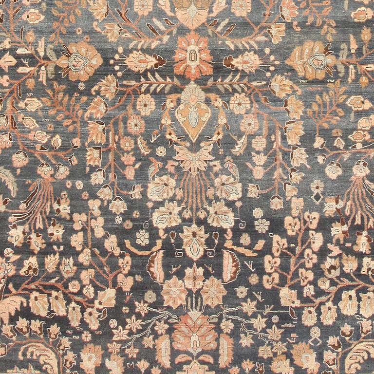 Hand-Knotted Antique Gray Malayer Persian Rug