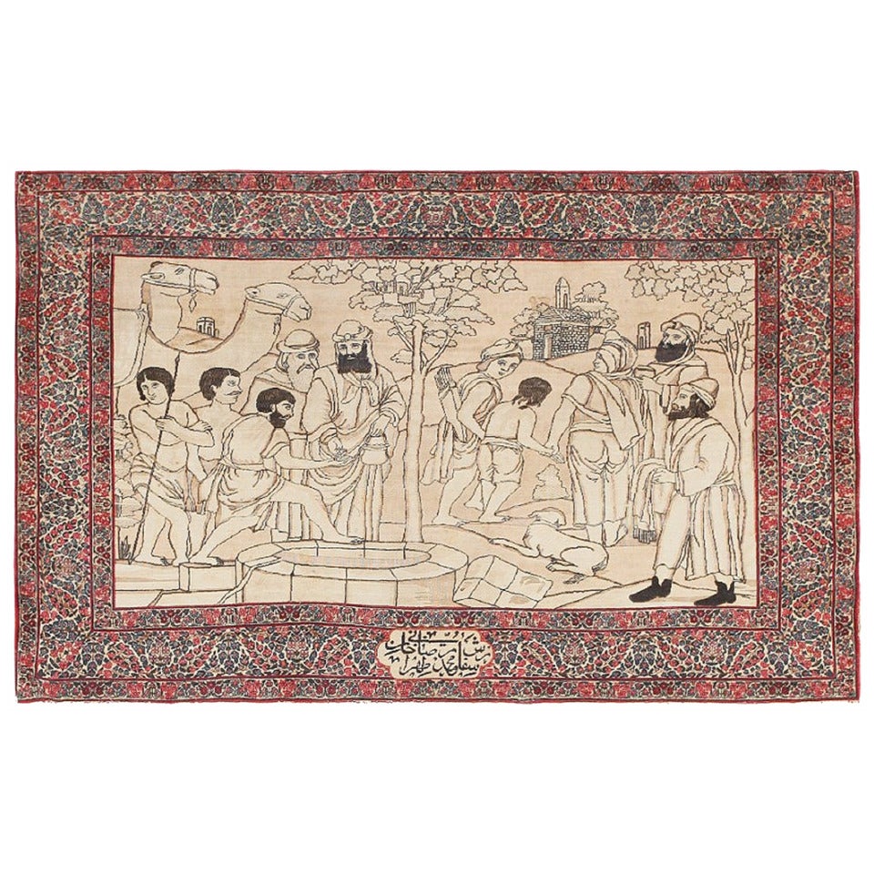 Antique Persian Kerman Rug “The Selling of Joseph”