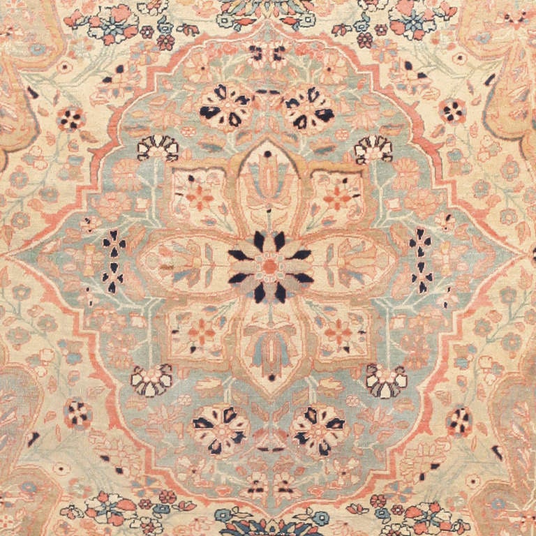 Hand-Knotted Antique Persian Mohtashem Kashan Rug