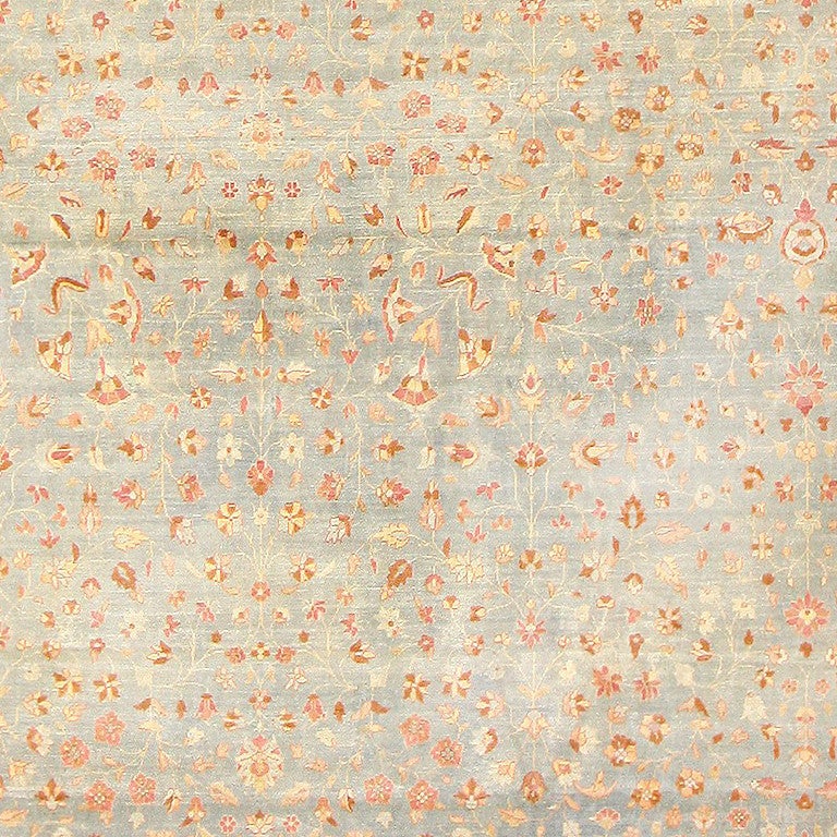 Early 20th Century Beautiful Light Blue Indian Rug