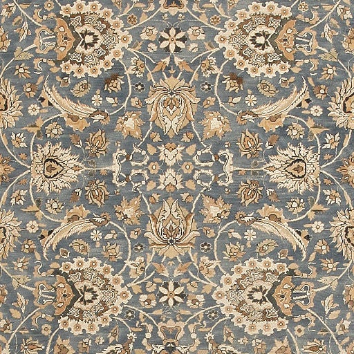 This splendid antique Tehran has a complex Herati pattern in the Classic style of the great Persian masterpieces. Across the field swirling spiral vines and ‘sickle’ palmettes in ivory, mauve, and cinnamon repeat in all-over symmetry against a rich