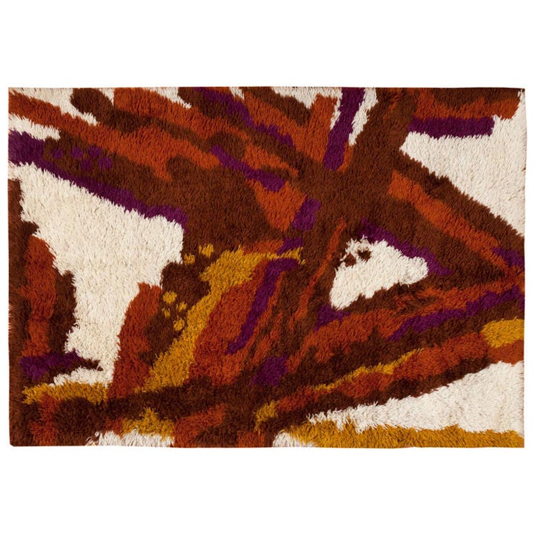 Vintage Scandinavian Rya Rug For Sale at 1stdibs