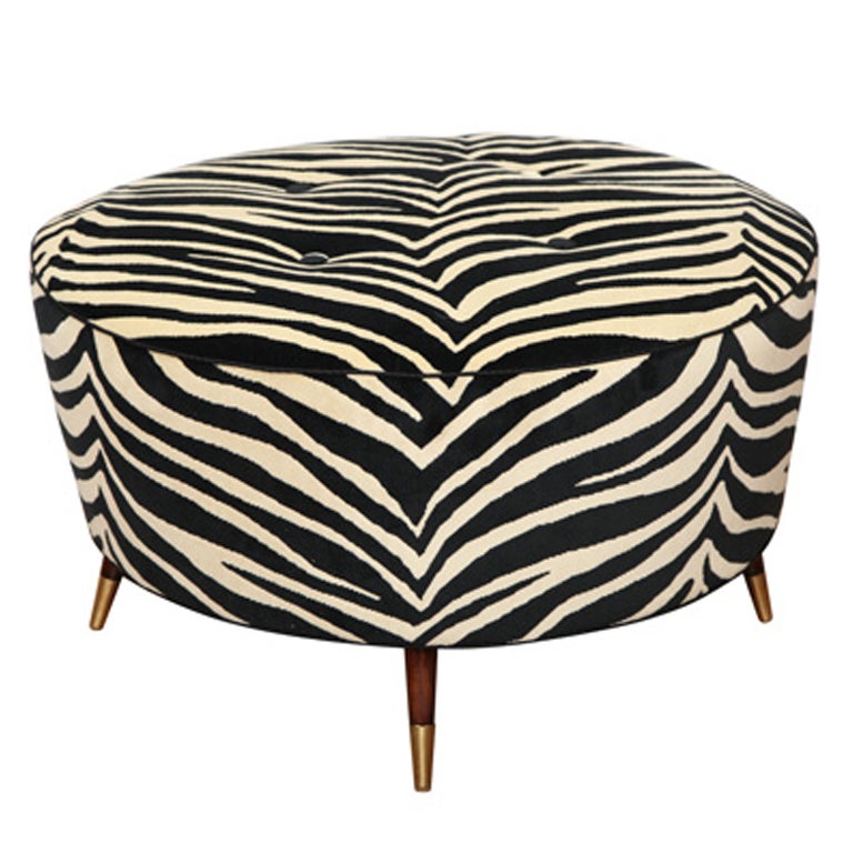 Art Deco "Zebra" Pouf For Sale