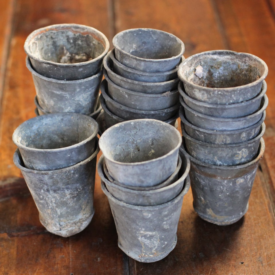 Set of Four Vintage English Zinc Pots, c. 1940