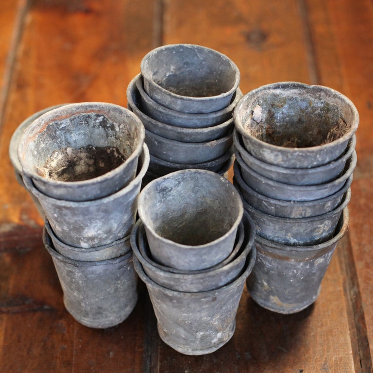 Set of Four Vintage English Zinc Pots, c. 1940 In Good Condition In Napa, CA