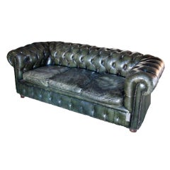 Antique Green Leather Chesterfield Sofa's