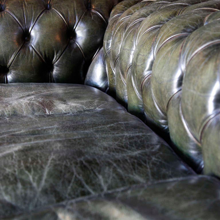 20th Century Green Leather Chesterfield Sofa's