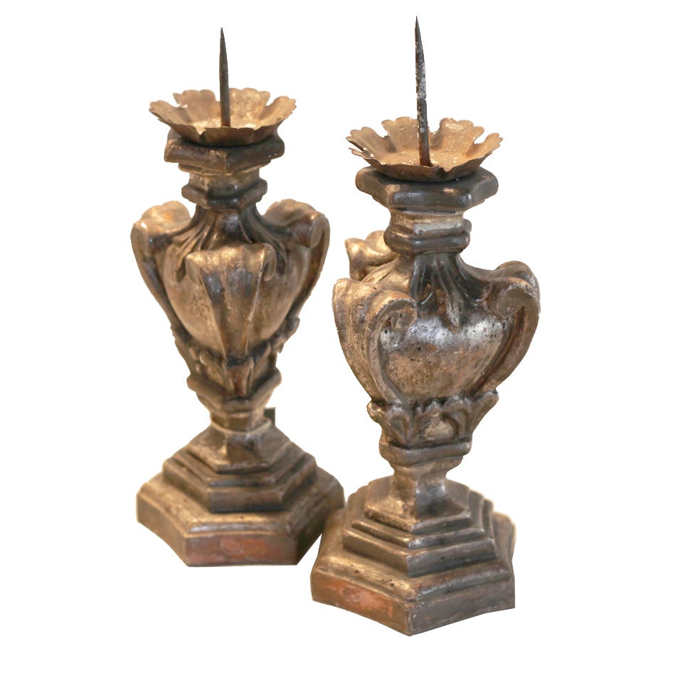 Silver Gilded Candlestick Set